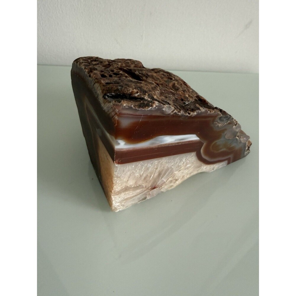 ✿ Natural Banded Agate Quartz Crystal Geode Rough Cut 3.6lb Display Specimen
